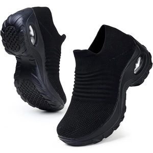 Women’s Black Mesh Walking Shoes, Non Slip Work Shoes